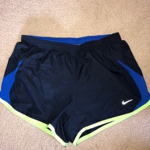 Nike athletic shorts (blue and neon green)